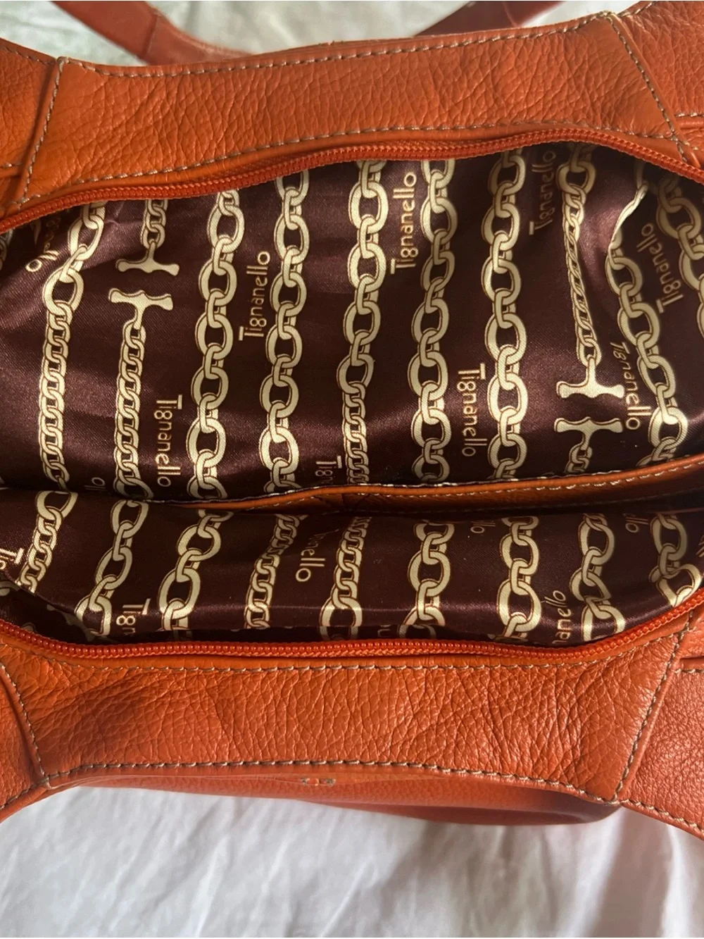 VTG Tignanello BRICK Leather Shoulder Bucket Bag Hobo EUC Almost Fall Ya All